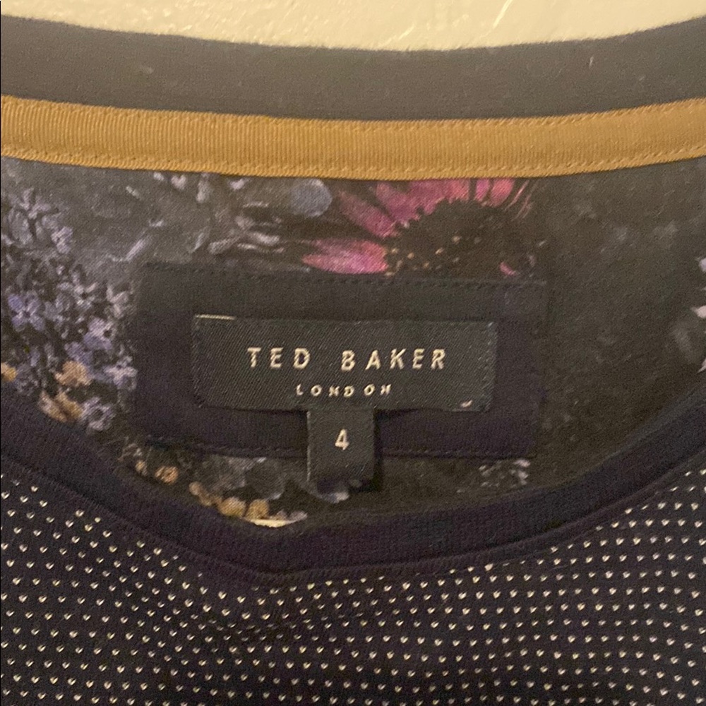 Ted Baker Navy Blue With Tiny White polka Dots Short Sleeve Shirt Men 4 - Picture 2 of 7